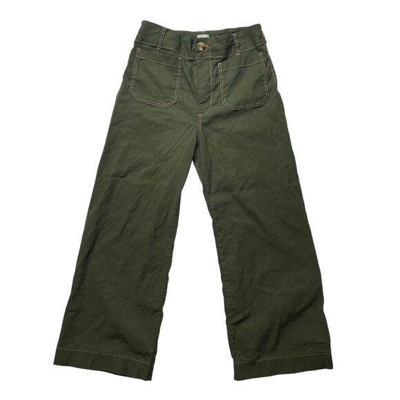 Maeve Pants - Anthropologie Maeve The Colette Contrast Stitch Cropped Wide Leg Pants Sz 28